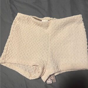Missguided Cream Textured Women Shorts